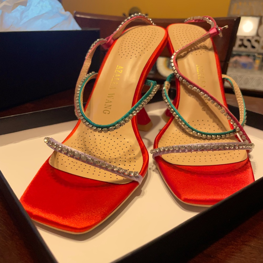 Colorful strappy heels
